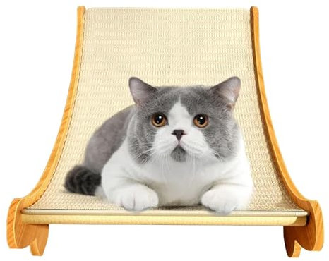 Walopola Sisal Katzenstuhl Bett, Sisal Katzen Kratzbrett 2-in-1 Kratzstuhl Gewebte Kratzunterlage Liege, Natürliche Kratzbrett Gebogene Form Kratzkissen