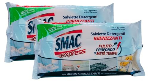Confezionde Di Salviette Detergenti Superfici IGIENIZZANTI, Con Agenti Sgrassanti Cattura Sporco. Per Un Pulito Profondo In Metà Tempo. Confezione Da 80 Salviette (2 Confezioni)
