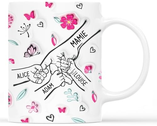 Cadeau Plus Mug Personnalisé Prénom - Grand-Mère - Mamie - Fleur Violette - Cadeau Personnalisé Mamie (Modèle #9)