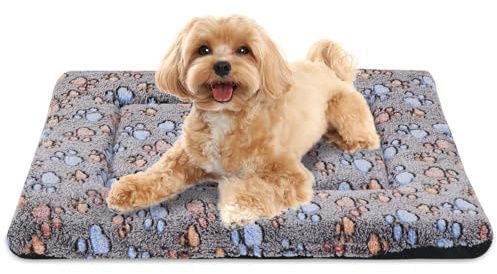 BVAGSS Orthopädisches Hundebett, Waschbar Hundematte, Plüsch Hundekissen Weiche und Warme Hundematte für klein mittel große Hunde, rutschfeste Unterseite XH083 (60x45cm,Coffee Paw)