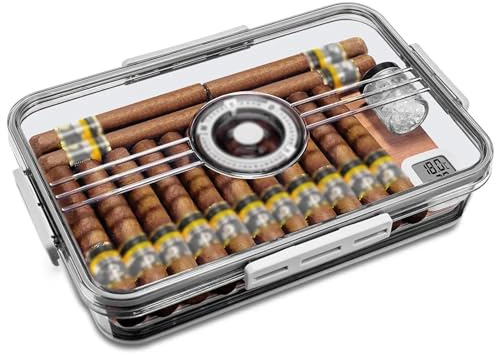 portatile da viaggio Scatola for sigari sigillata portatile Humidor Scaffale in legno di cedro Multifunzione con igrometro Materiale PP Capacità 100 pezzi CLA-23B0001a scatola da viaggio(Piccolo)
