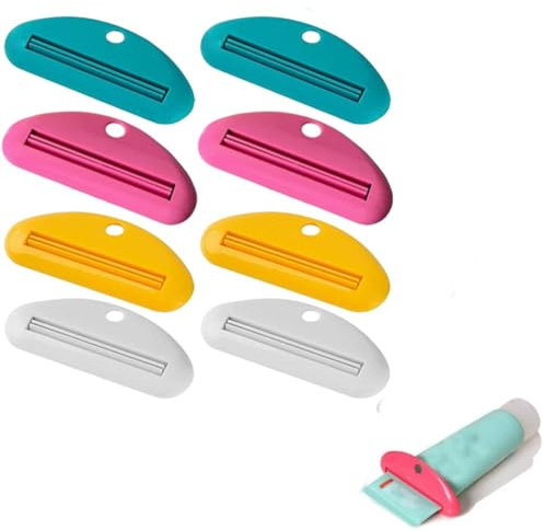 Armastuse Exprimidor de Pasta de Dientes,8 Piezas Colorido Exprimidor de Pasta de Dientes,Reutilizable Exprimidor de plástico para Pasta de dientes, Crema de Manos, Leche