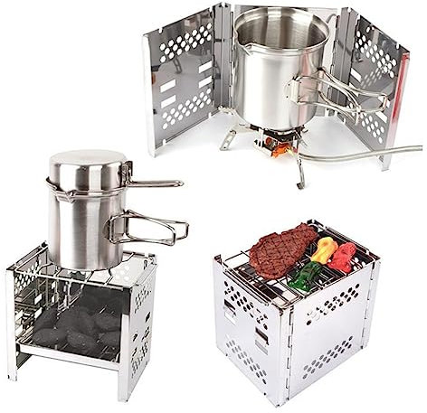 PNAJFUEL 1 Pz. Griglia da Barbecue Pieghevole Portatile in Acciaio Inossidabile Mini Stufa a Legna