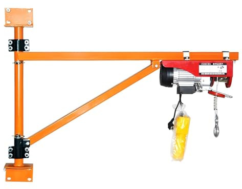 Wall Mount Jib 220LBS Load, Swivel Lifting Arm, Includes PA200 Electric Hoist for Scaffold Lifting