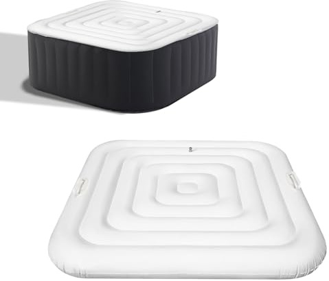Tefola Housse gonflable pour bain à remous, couvercle de bain à remous avec poignée, couvercle gonflable Lazy Spa pour baignoire thermique isolée (carré, 140cm)