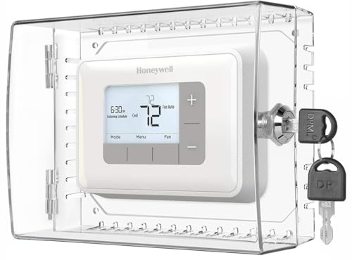 VELLE Universal Thermostat Lock Box Cover with Key, Clear Plastic Security Guard, Wall-Mounted Protection Case Fits Most Thermostats