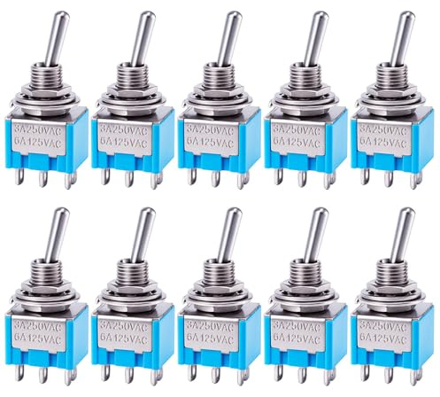 Gebildet 10st Mini Låsande Vippströmbrytare 6 Stift 3 Lägen DPDT (PÅ)-AV-(PÅ) Miniatyrvippströmbrytare AC 6A/125V för Bil Båt Industri