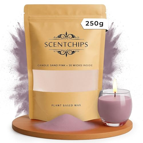 Scentchips Kerzensand – Farbiger Wachsgranulat zum Selbermachen von Kerzen, Dekosand für Glasgefäße & Teelichter, Duftfrei, Ideal für DIY, Party & Wohnkultur (Pink, 250g)