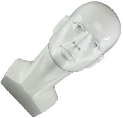Alipis Tête de Mannequin Surface Lisse Homme Blanc en Plastique Abs et Acier Support pour Postiche et Accessoires pour Maquillage pour Salon ou Centre Commercial