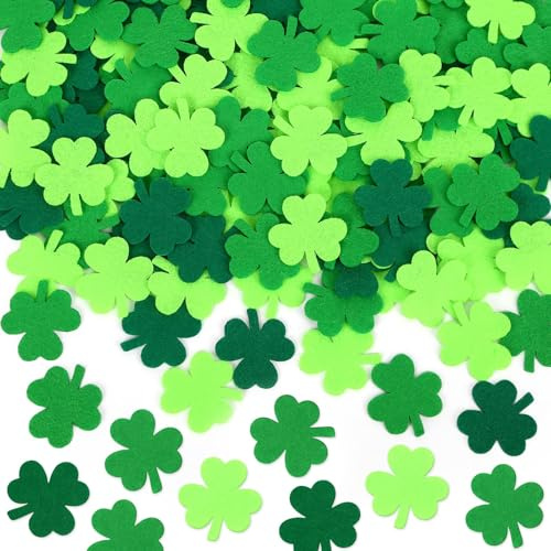 SEPGLITTER 300 Pcs St. Patrick's Day Shamrock Felt,1.4 Inch Mini Irish Clover Green Balls Cutout with Acrylic Adhesives for St Patricks Day Pompom Embellishment DIY Crafts Scrapbooking Decor