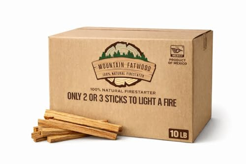 Mountain Fatwood Premium Natural Fire Starter Wood, 10 lbs | 100% Pine Rich in Resin | Quick & Easy Fire Starting for Fireplaces, Grills & Campfires | No Chemicals | Clean, Powerful Flame