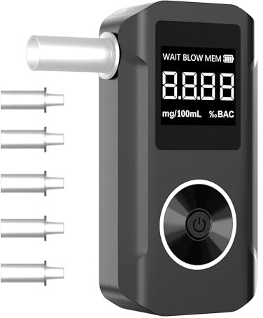 Pozxiol Éthylotest Électronique Homologué - Alcootest Professionnel avec Capteur Semi-conducteur Haute Précision, Affichage LCD et 10 Embouts - Ethylometre Portable Voiture, Maison, Fête (SY070)