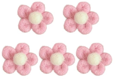 Filzbrosche Blumenförmig für Kinder Kleidung Weihnachten Party Rosa | Felt, 5 Stück, Süß und Kreativ, für Taschen und Kleider, Schlichte Form