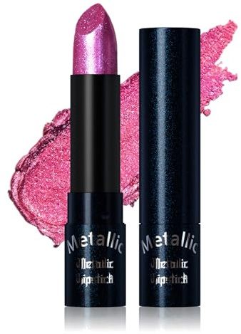 Pintalabios con purpurina, color morado con acabado mate, brillante camaleón, resistente al agua y duradero, maquillaje de labios metálico, altamente pigmentado e hidratante