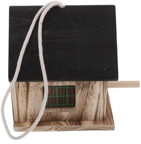 YARNOW Nichoir pour Calopsittes avec Perchoir et Corde Sécurisée en Bois et Bambou Noir, Nid de Reproduction Design Résistant aux Intempéries Extérieur pour Élevage et Nidification