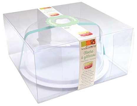 SCRAP COOKING 5232 Cloche à gâteau Plastique/PS/PP Blanc/Vert d'eau 34,5 x 34,5 x 17,8 cm