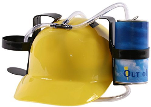hibuy, Hat Hat for Beer and Drinks with 2 Can Holders and Tube Yellow