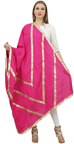 Phagun indiens de femme Chunni coton dupatta Stole ethnique Echarpes-Rose Fuchsia
