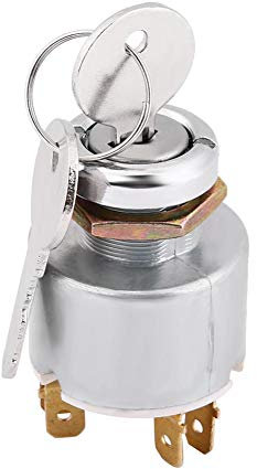 Keenso - Interruptor de encendido universal de 12 V, interruptor de arranque del motor, control automático de 4 posiciones, encendido y apagado, controles de interruptor de encendido con llaves