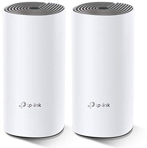 TP-Link Deco E4 Mesh WLAN Set (2er Pack), AC1200 Dual Band Router & Repeater (Reichweite bis zu 260m², ideal für große Häuser mit mehreren Geräten, 4x 100Mbit/s Ports) weiß