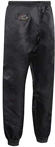 Playwell kampsport Kung Fu 100 % satin svarta manschetter ben byxor (1/140 cm)