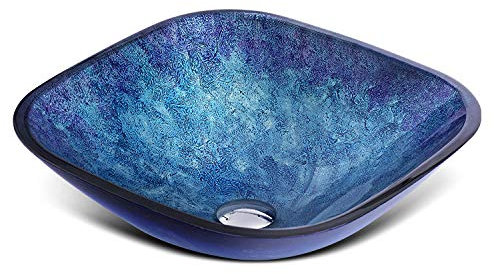XMZFQ Badezimmer Vanity Sink Bunt Retro Künstlerische gehärtetes Glas Waschbecken Bowl Waschbecken mit Einbauring und Pop-up-Drain,D