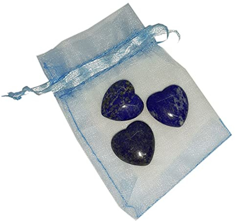 3 Edelstein-Herzen im Set | Stein Herzen aus 3 Edelsteinen | Handschmeichler Herzform | Glücksbringer Verschenken und Deko (Lapislazuli)