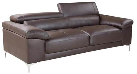 Vente-unique-Ledersofa 3-Sitzer - Braun - Solange