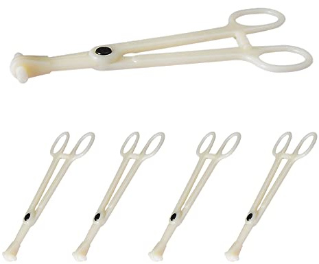 QanGHerti 5 Stück Einweg-Körperpiercing-Klemmen, rundes Rohr, Ohr, Nasen, Körperpiercing-Zange, weiße Schlitz-Bauchnabel-Pinzette, Klemme für Piercing, Tattoo-Zubehör