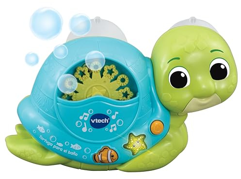 VTech-Baby Tortuga para el baño Baby Burbujas, Juguete de Agua para niños +1 año, Explota Burbujas sin parar, Botones iluminados, Enseña Datos sobre Animales Marinos, Versión ESP
