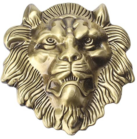 Longcreek Löwengürtelschnalle für Herren, Gürtelschnalle Löwenkopf Norrische Wikinger Gürtelschnalle Tier Löwe Punk Gürtelschnalle Western Cowboy Gürtelschnalle, bronze, NO