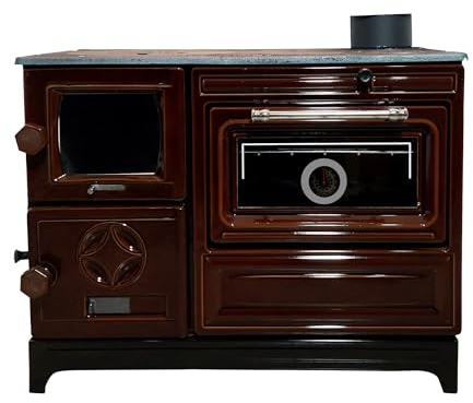 Réchaud en fonte avec four | Cheminée en fonte | Réchaud de cuisson | Réchaud de cabine pour petite maison (marron)