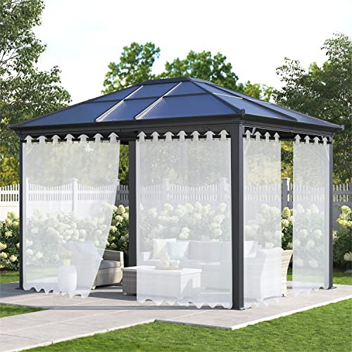 XUIAQZW Outdoor Vorhang Wetterfest mit Ösen Weiß Transparent (2 Stücke) 180x200(BxH) cm Terrasse Vorhänge Outdoor Gardinen Wasserdicht Sonnenschutz
