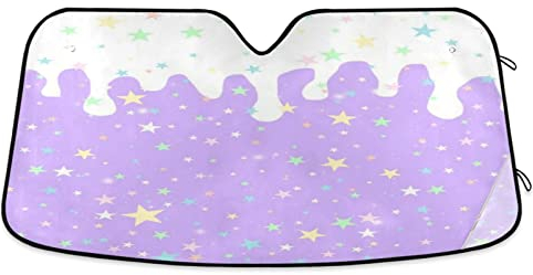 Couverture Pare-Brise Avant Voiture Étoile Goutte À Goutte De Crème Glacée Violette Bache Voiture Protection Résistant À l'eau Pare-Soleil Pare-Brise Avant 70x130cm pour Camion, SUV