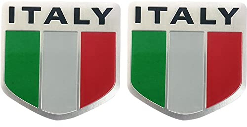 Vepoty 2pcs Italien Flaggen Autoaufkleber 3D Abziehbilder Aluminium Körper Aufkleber Auto Motorraddekoraufkleber Auto Styling Accessoires