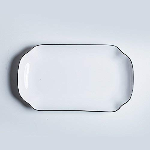 Contorno nero Piatto da colazione a base di pesce in ceramica Set di posate semplice Piatto basso Zuppa di verdure Piatto di porcellana per hotel Piatto di pesce
