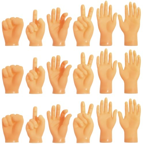 TYFYH Mini Hände 18 Stück Kleine Hände, Tiny Hands, Mini Fingerpuppen, Gummi Lustige Minihände Linke und Rechte Hand, Mini Hände für Finger, Fingerhände für Haustier, Katzen, Kinder, Spiele Party