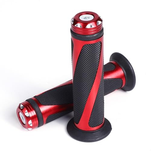 Fuworance 7/8'' Universal Motorrad Motorrad Lenker Griffe Griffe Ende Gummi Gel Aluminium Rot Paar