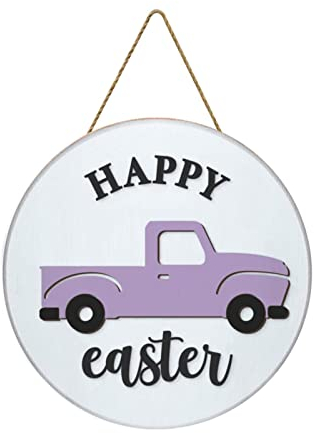 Osterkranz mit Blumen dekorativer Osterdekoration -Hängeschild aus Holz, Häschen, Willkommenstür, rustikales Osterkranz-Schild aus Holz für Haustür, Künstliche Osterkranz Türkranz (White, One Size)