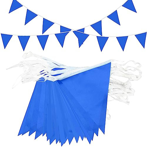 Topeedy 40 m-80 bandierine blu, 40 m, bandiere triangolari impermeabili per esterni, per feste di compleanno, baby shower, decorazioni per festival