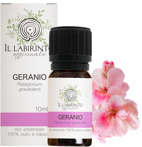 Olio Essenziale Geranio puro Il Labirinto Officinale - Alimentare, Oli Essenziali Naturali - Olio essenziale per Diffusori e Umidificatori, Aromaterapia - Vegan - 10ml