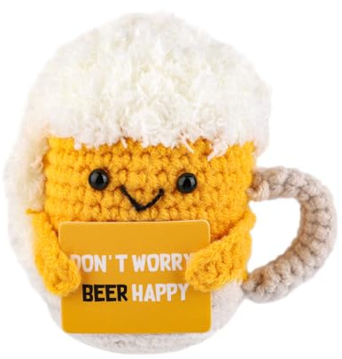 Chope à Bière Positive, Crochet de Chope à Bière Crochet Positif Poupée Tricotée Cadeau Inspirant Soutien Émotionnel pour Cadeau de Motivation Décoration de Fête