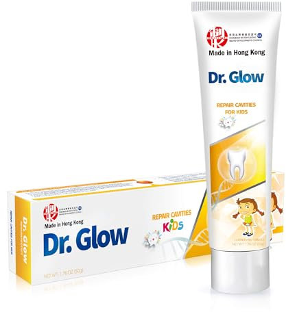 Dr. Glow Dentifrice Réparation des Caries pour Enfants, Anti-Caries à l'Hydroxyapatite, Reminéralisation et Protection de l'Émail, Traitement des Caries Dentaires Débutantes, Sans Fluor, 50g