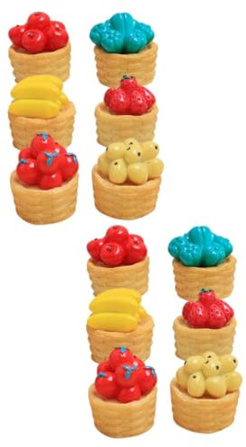 ibasenice 12pcs Dollhouse Mini Food Basket Miniature Vegetable Fruit Basket Prop Simulation Craft Decor Resin Material