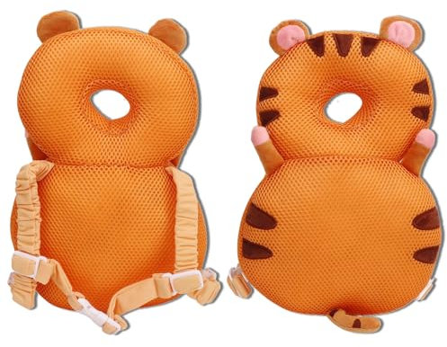 lvifloae Protección para la cabeza para bebé Almohada para la cabeza plana Mochila protectora para la cabeza del bebé Relleno de algodón PP con forma de animal Almohada de (Tigre)