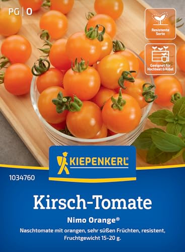 Kiepenkerl Kirsch-Tomatensamen Nimo Orange® F1 1034760, Gemüsesaat | Sehr süß, 15-20g, für Freiland, Gewächshaus & Topf