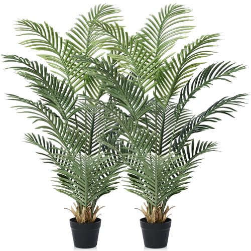 VeriNatural Künstliche Palme 120 cm - Kunstpflanze mit UV-Schutz,Fake Pflanze - Groß Deko Pflanze Perfekt für Innen Außen,Zimmerpflanze für Wohnzimmer, Balkon & Badezimmer 2Pack,VN125
