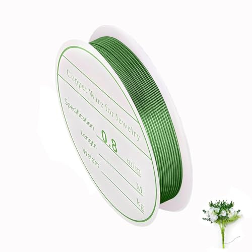 Kisstta 0.8mm x 2.5m Schmuckdraht, Grün Basteldraht, Draht zum Basteln, Handwerk Schmuck, Kupferdraht Perlendraht für Schmuckherstellung Bastelarbeiten
