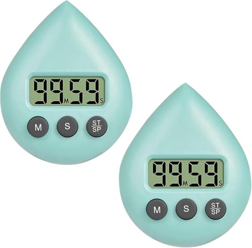2 temporizadores de ducha verdes para niños y adultos, reloj de ducha digital con temporizador, temporizador impermeable con alarma y ventosa, ahorro de energía, temporizador de cocina para el hogar,