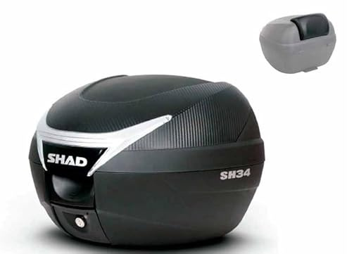 Generico SH 34 TOP CASE CARBON BAULETTO MOTO SCOOTER 34 LITRI SH34 compatibile con CON PIASTRA SHAD UNIVERSALE E SCHIENALINO COMPRESI